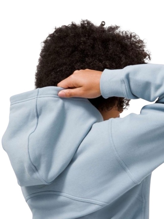 LULULEMON All Yours Chambray Large Logo Wordmark Hoodie Sweatshirt Size 8 - Picture 8 of 9